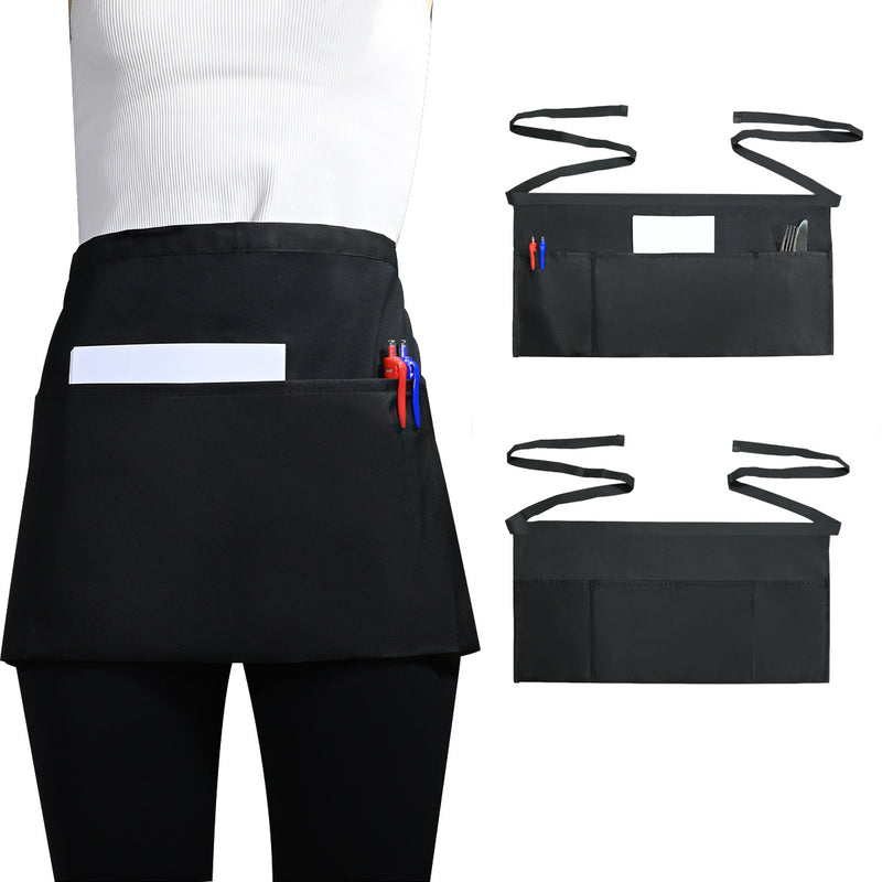 Waiter Apron Black Waterproof And Antifouling Kitchen Work Half-length