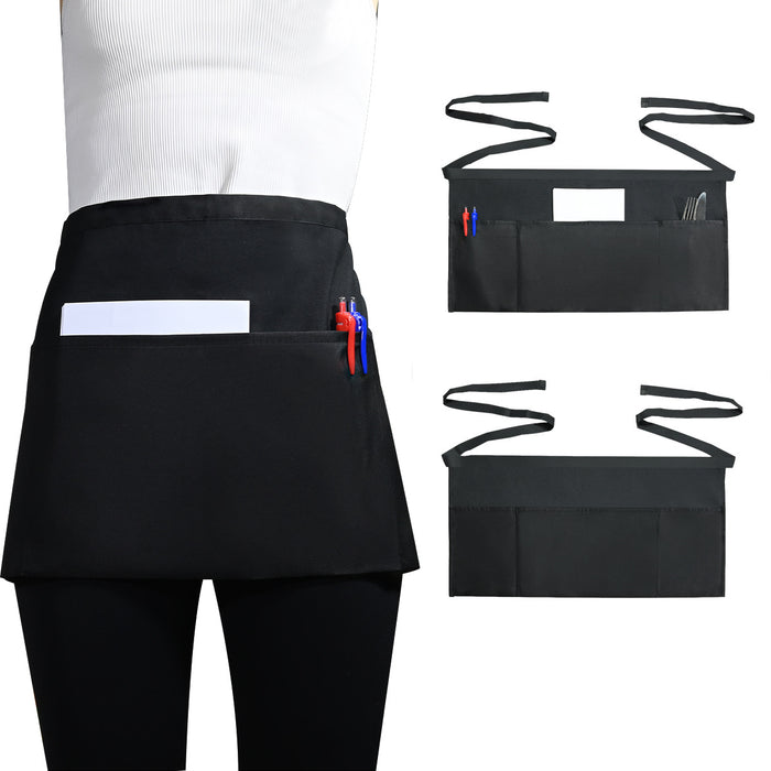 Waiter Apron Black Waterproof And Antifouling Kitchen Work Half-length