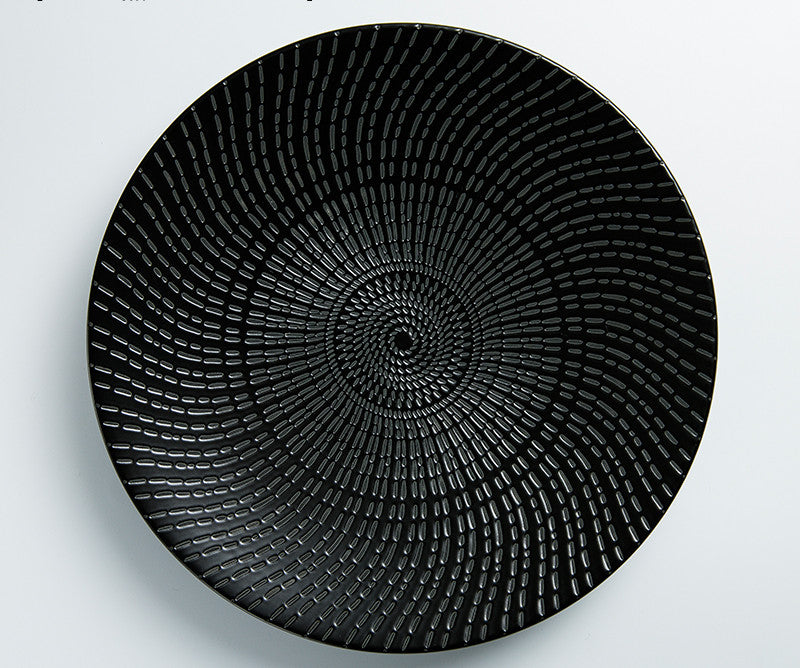 European Style Black Creative Ceramic Simple Ins Dessert Plate Flat Plate