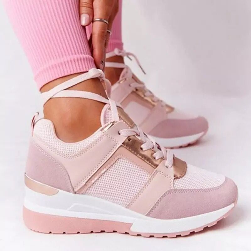 Plus Size Casual Platform Dad Shoes Lace-up Wedge Sports Women