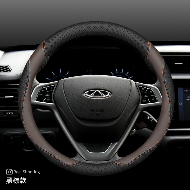 Leather Sports-style Steering Wheel Cover