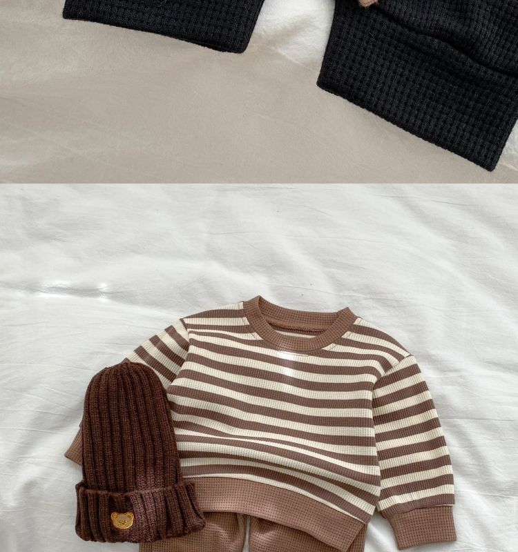 Baby Color Matching Striped Long-sleeved Top Pants Suit
