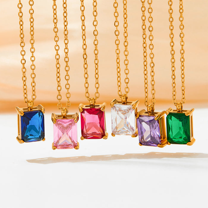 Necklace Stainless Steel Girl Zircon Female