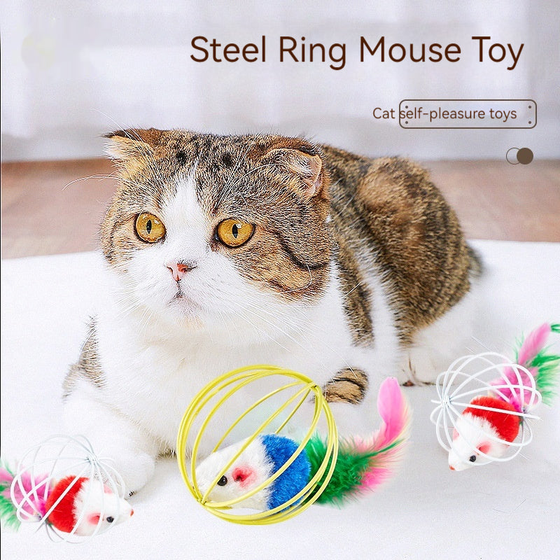 Katzenspielzeug Drahtmaus zum Selbstbeschäftigen, lackiert, zum Knabbern