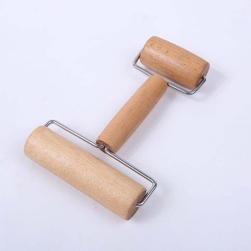 Factory direct selling cross border beech roller rolling pin household double head diamond painted pancake anti skid beech pizza pancake