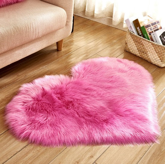 Tapete felpudo em forma de coração, antiderrapante, carpete macio, tapete de chão, manta, almofada de sofá, apoio para pés, tapetes para sala de estar, decoração de casa