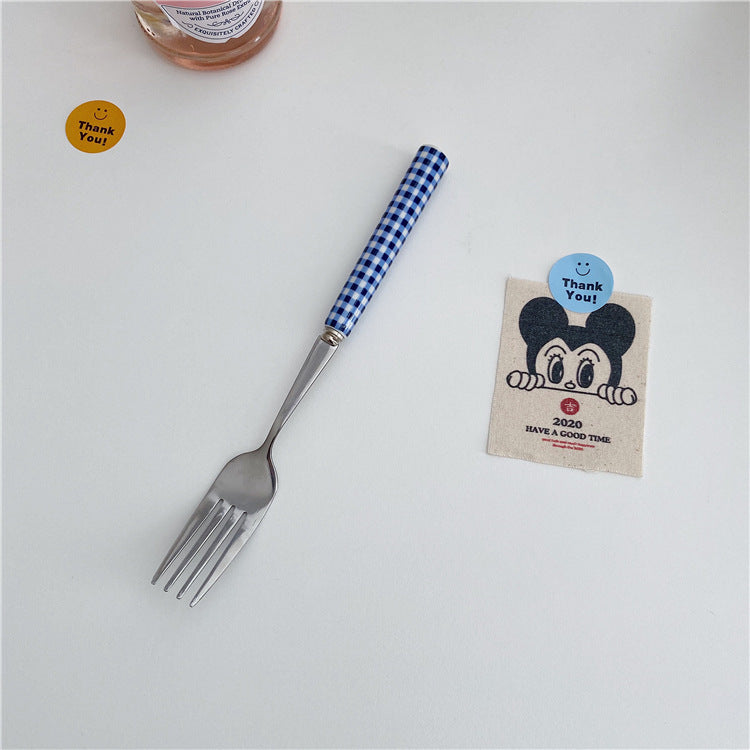 Western Ceramic Tableware High Quality Stainless Steel Handle Spork Dessert Fork Spork Spoon Cutlery