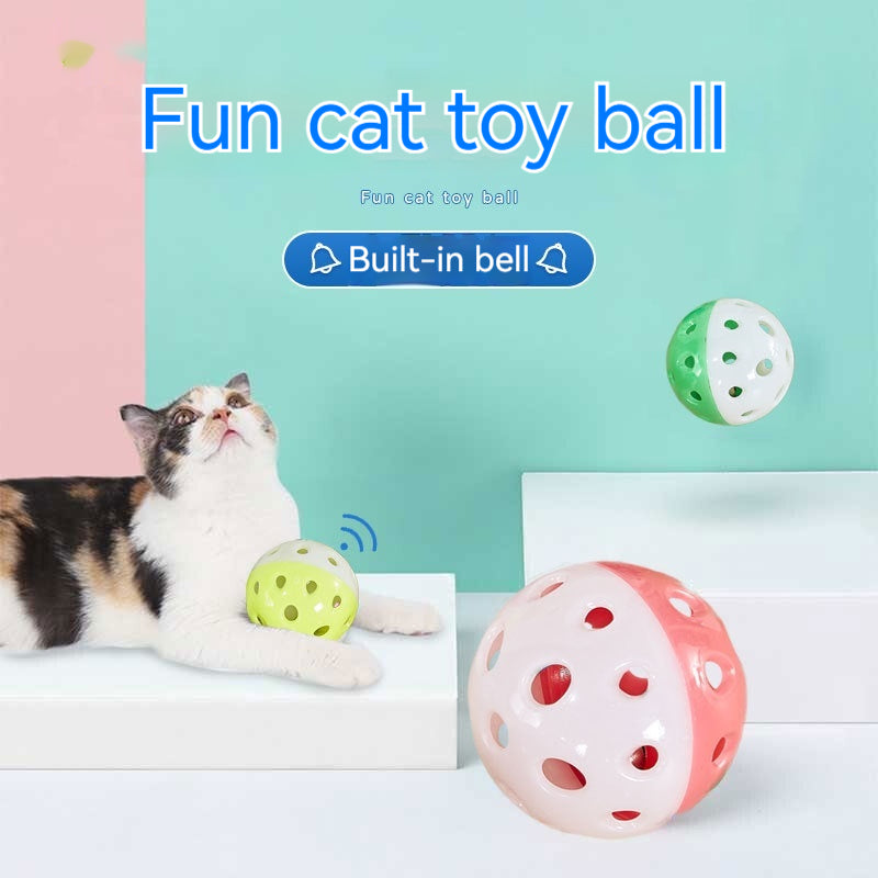 Brinquedo para gato oco de plástico com guizo, artigos interativos sonoros