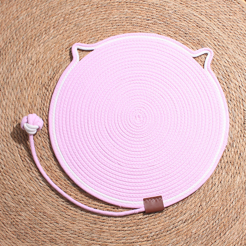 Cat Scratch Pad For Indoor Cats Kitten  Round Cat Scratcher Pad, Woven Cotton Rope Cat Scratching Mat, Couch Protector For Wall, Furniture, Carpets, Sofas