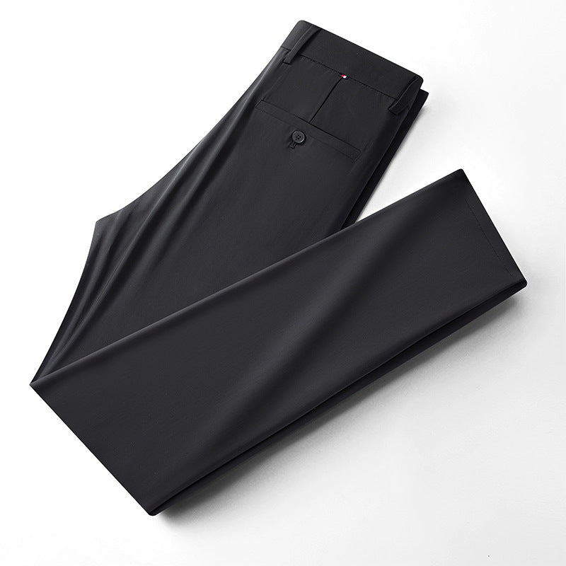 Summer Men's Suit Pants Ice Silk Thin Straight Loose