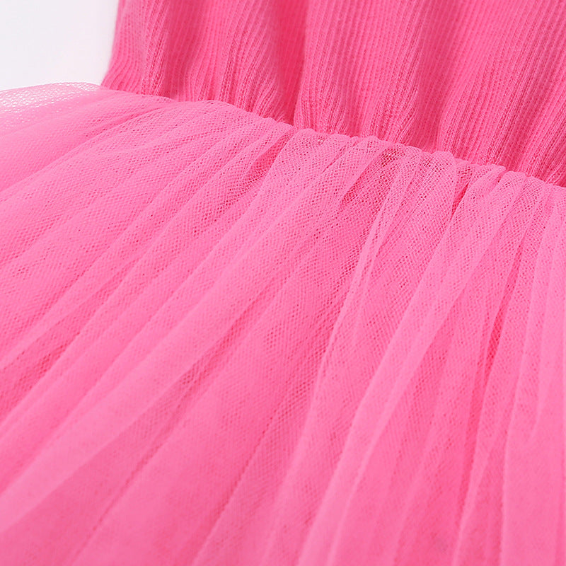 Geripptes Mesh-Trägerkleid für Mädchen