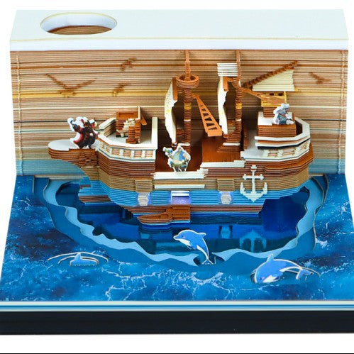 3D Sticky Note Paper Carving Creative Annual Meeting Tear-off Desktop Notepad Ornament
