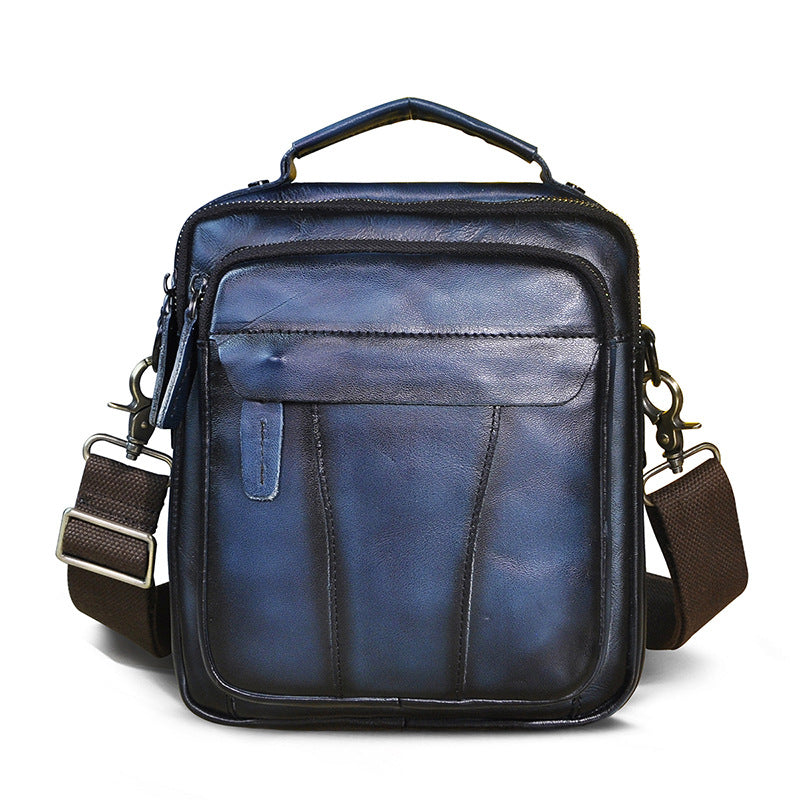 Mala Tiracolo Retro de 8 Polegadas para Homem em Pele Crazy Horse