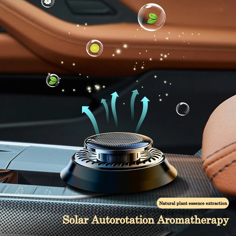 Ambientador de Ar Cinético Portátil para Carro com Alimentação Solar, Difusor de Perfume com Rotação de Anel Duplo e Purificador de Ar