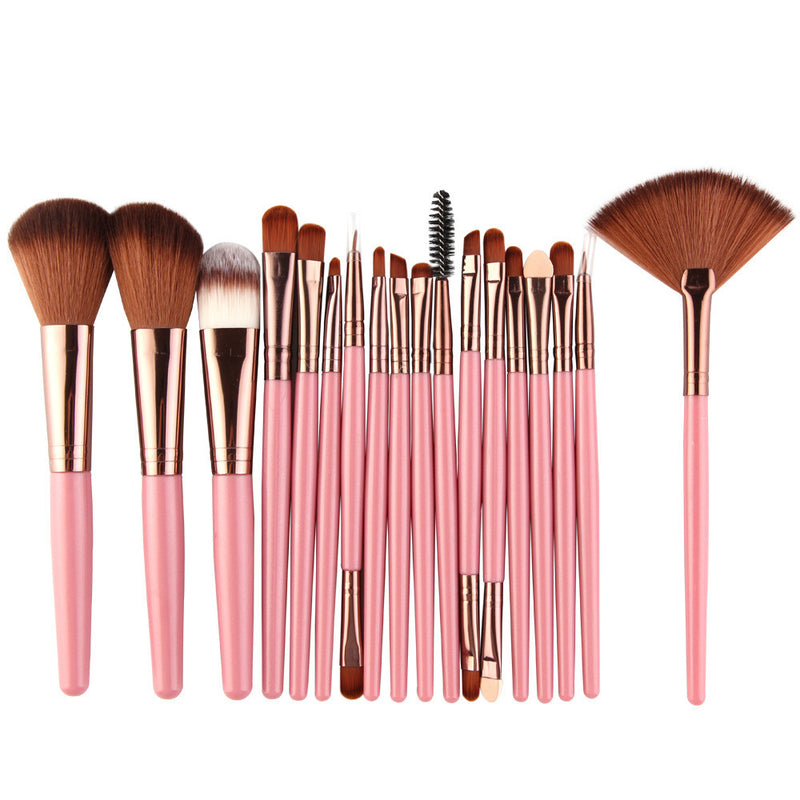 Lidschattenpinsel, Rougepinsel, Lippenpinsel und fächerförmiges Make-up-Pinsel-Set