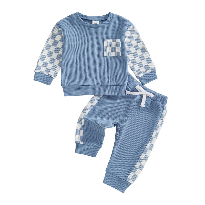 Conjunto de duas peças em patchwork com textura waffle