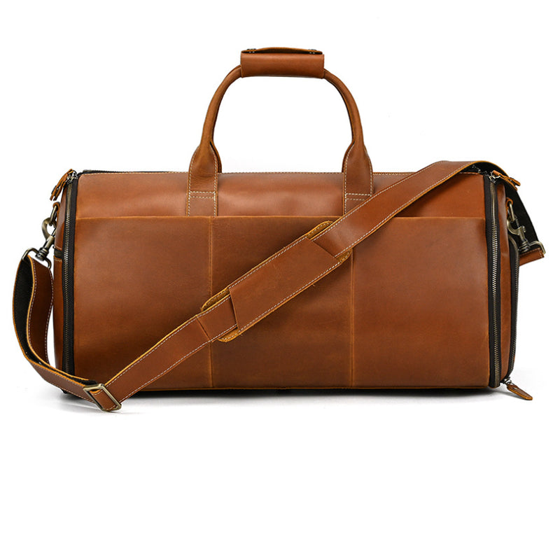 Vintage Travel Bag Multifunctional Leather Duffle Bag Folding