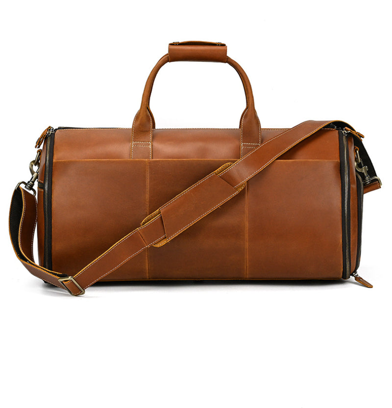 Vintage Travel Bag Multifunctional Leather Duffle Bag Folding