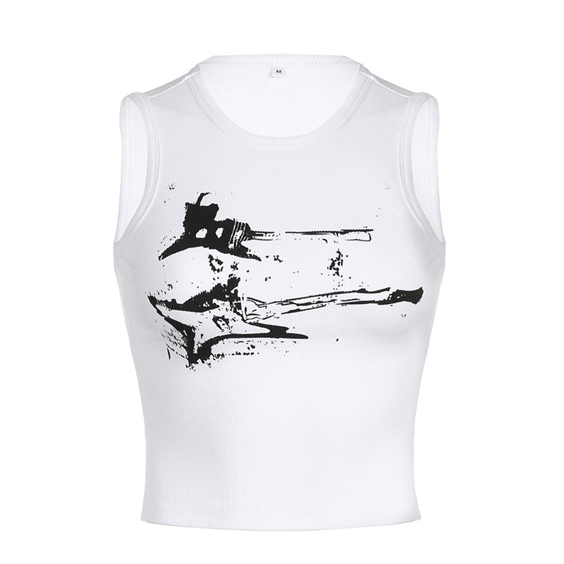 American Guitar Doodle Print Vest
