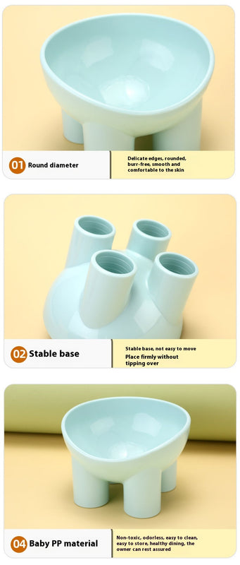 Pet Bowl Cute Cat Basin Double Bowl Neck Protection High Leg Anti-tumble