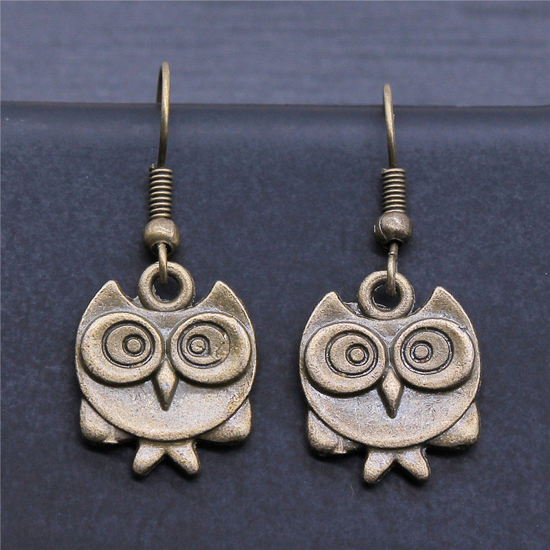 Retro Minimalist Handmade Jewelry Double-sided Owl Earrings