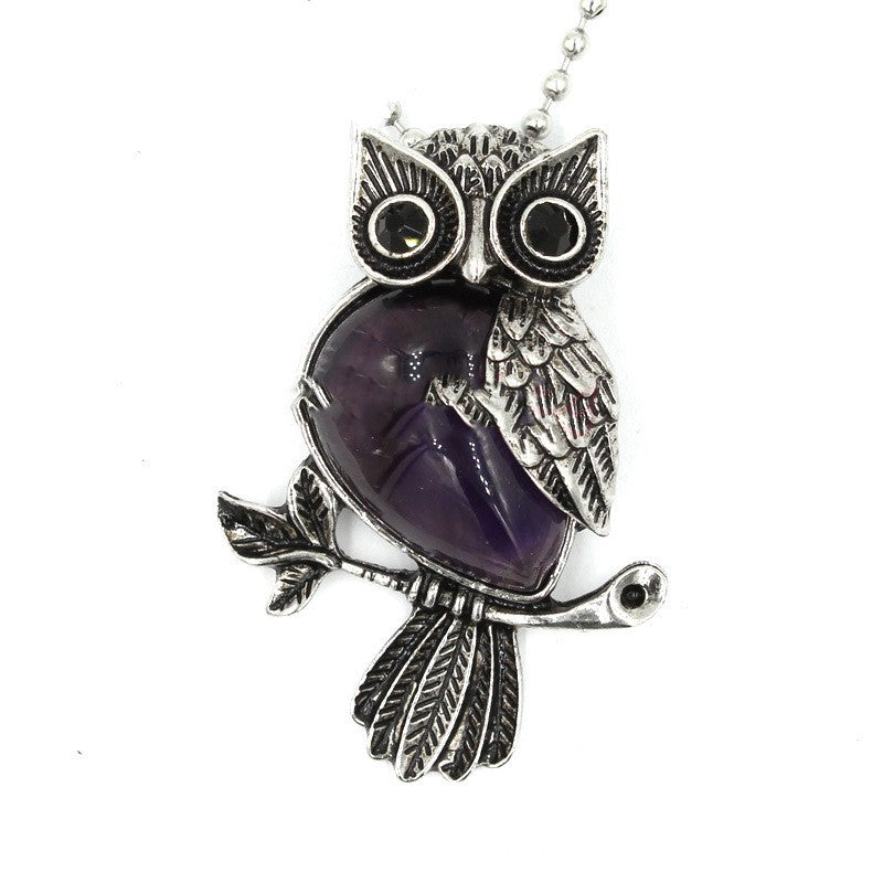 Natural Crystal Vintage Owl Pendant Pendant