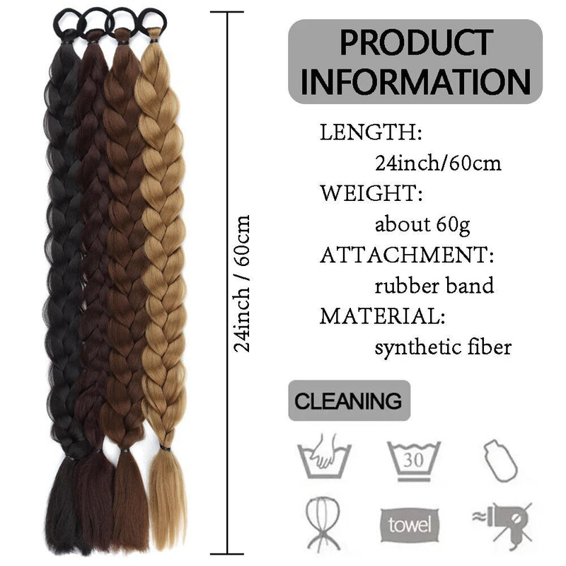 24-Zoll Damen-Flechtzopf Haarring Pferdeschwanz-Streifen Gummiband Pferdeschwanz