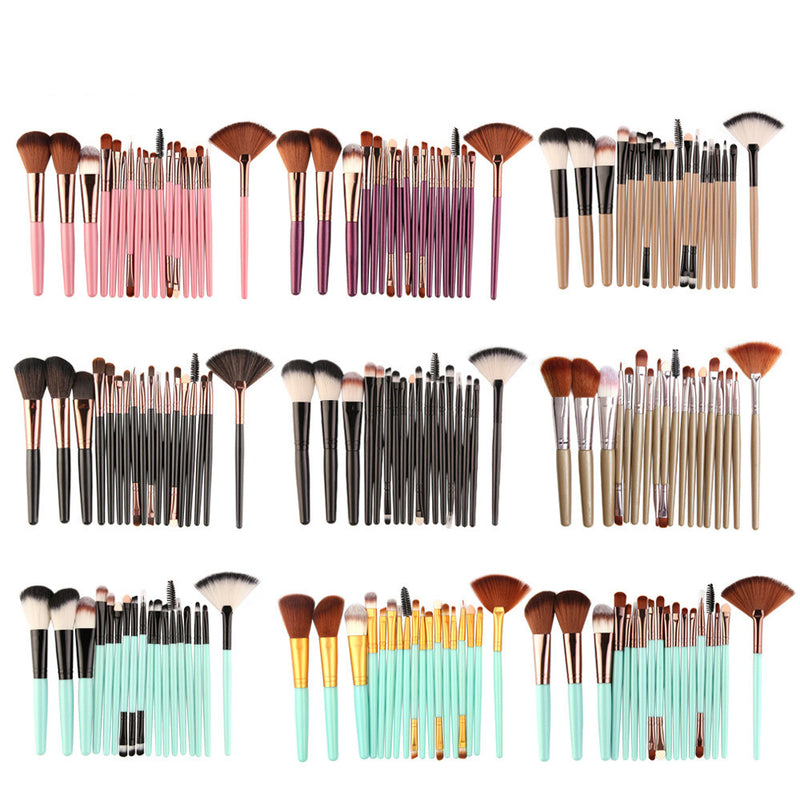 Lidschattenpinsel, Rougepinsel, Lippenpinsel und fächerförmiges Make-up-Pinsel-Set