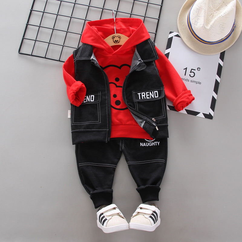 Boys' Sports Suit Casual Sweatshirt Three-Piece Set