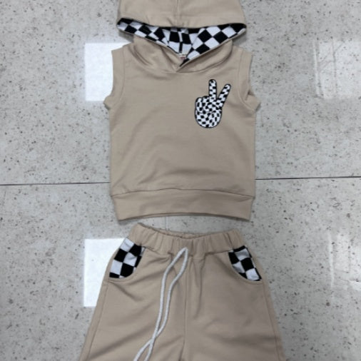 Hooded Sleeveless Shorts Set