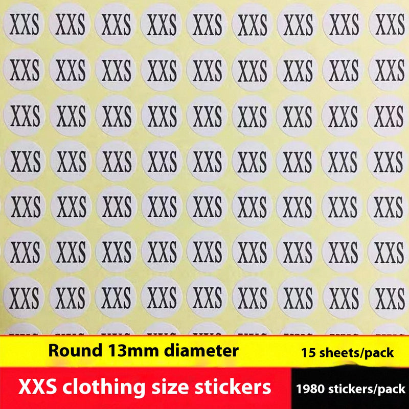 Clothes Size Sticker Digital Adhesive Sticker