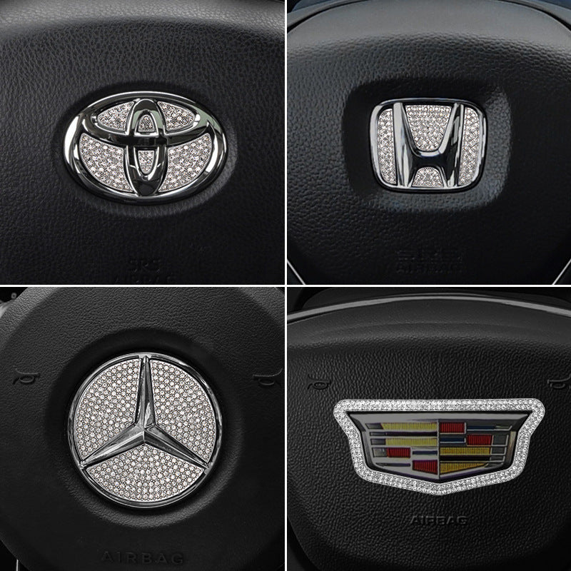 Aufkleber für das Lenkrad-Logo mit Strass-Verzierung