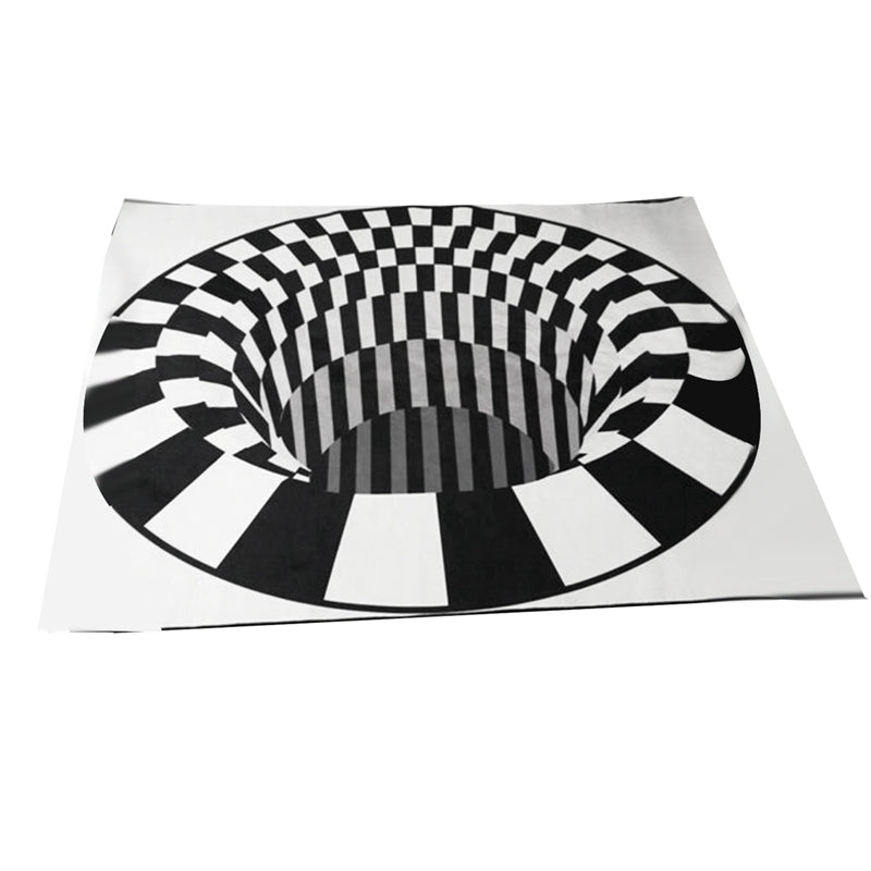 3D Vortex Teppich Schwarz Weiß Gitter Bodenloses Loch Illusion Teppich Wohnzimmer Schlafzimmer Anti-Rutsch Fußmatten Home Fashion Teppich