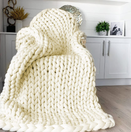 Ins handmade coarse wool woven chenille blanket