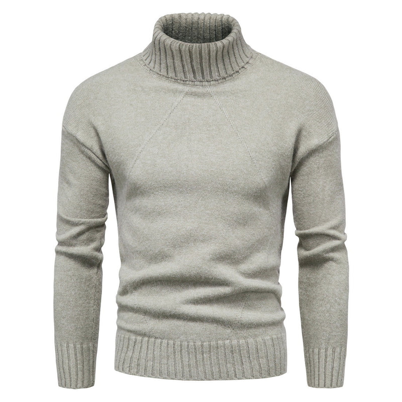 Camisola de Malha de Gola Alta de Cor Sólida para Homem
