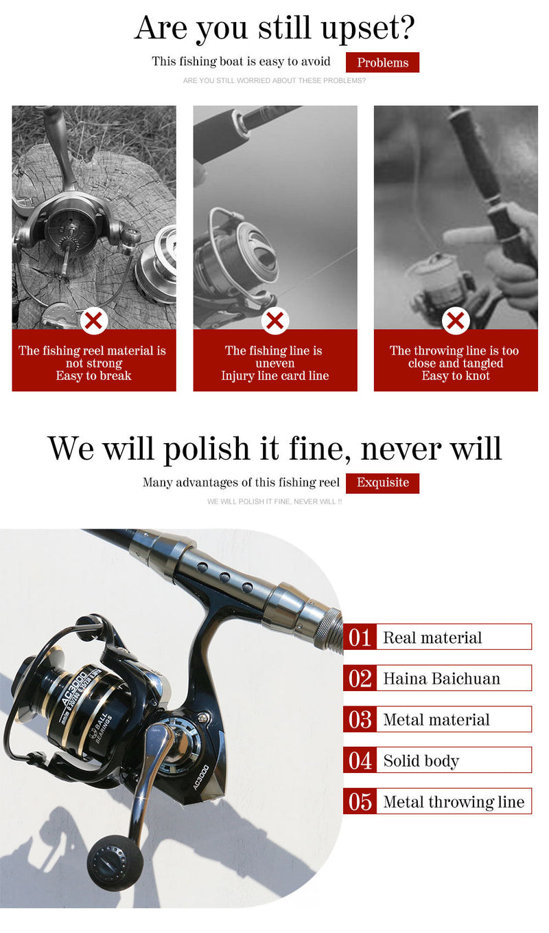 Fishing Wheel Metal Fishing Reel Bait Telescopic Fishing Rod Wheel