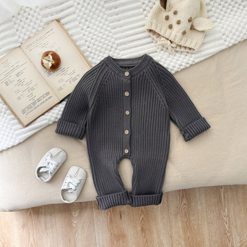 Fatos de malha grossa para recém-nascidos, roupa de inverno, macacão de malha