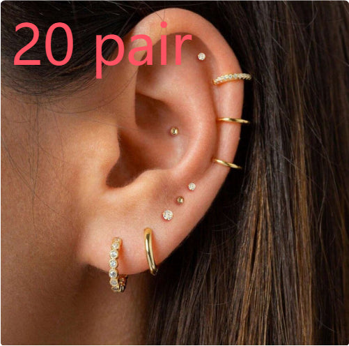 Exquisite And Versatile Small Inlaid With Diamond Ear Studs