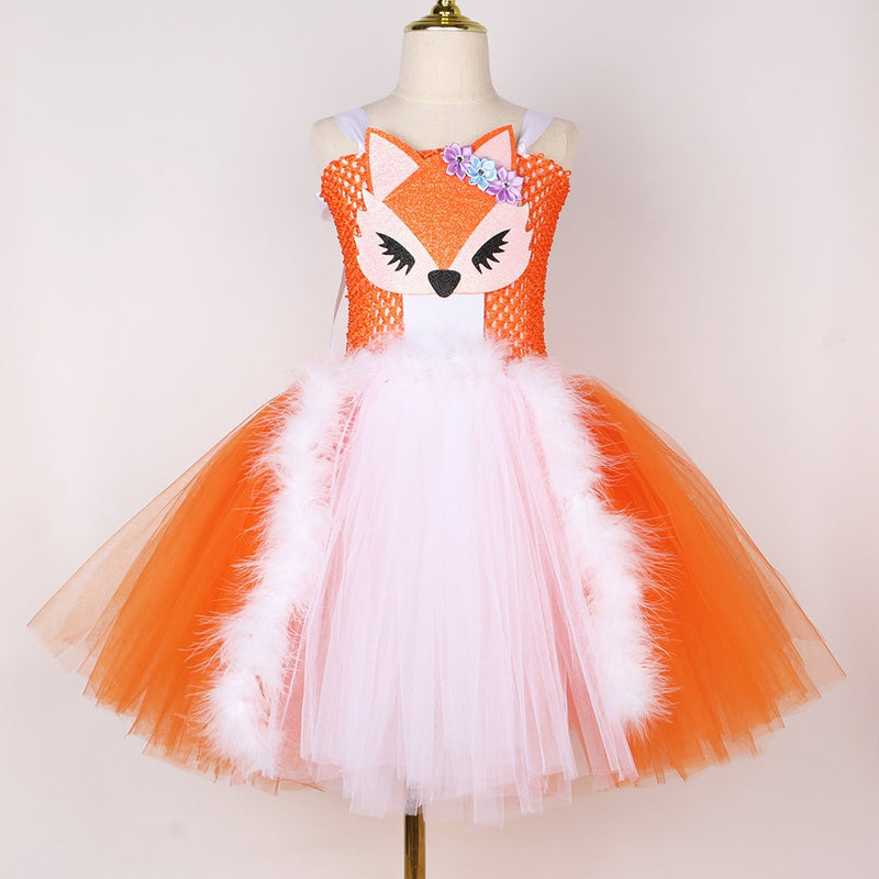 Fato de Cosplay de Raposa Laranja Saia de Balão de Rede para Raparigas