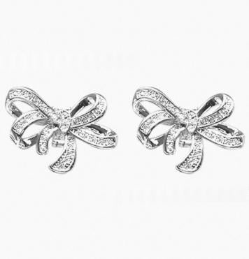 Full Diamond Bow Ear Earrings Ear Clip Wireless Headphones