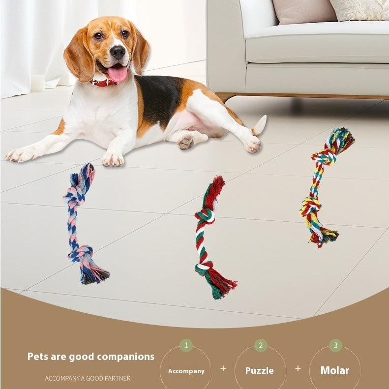 Hundespielzeug Kauseil, Hundeseil Knoten, bissfestes Zahnreinigungsspielzeug, farbiges Baumwollseil mit Doppelknoten