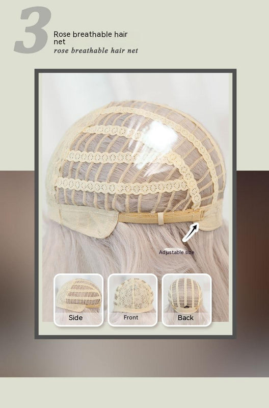 Silberrosa gelockte lange Haare Vollperücke Naturgetreu flauschig Lolita Anime Cosplay