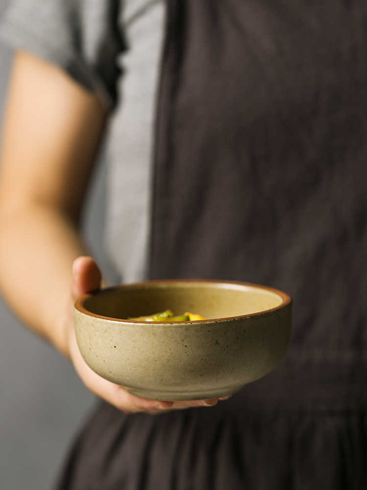 Household Single Retro Vintage Simple Ceramic Rice Bowl
