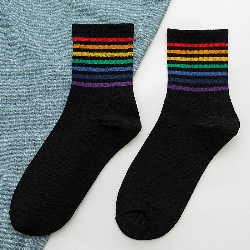 Rainbow Socks Meias femininas de algodão em meias tubulares