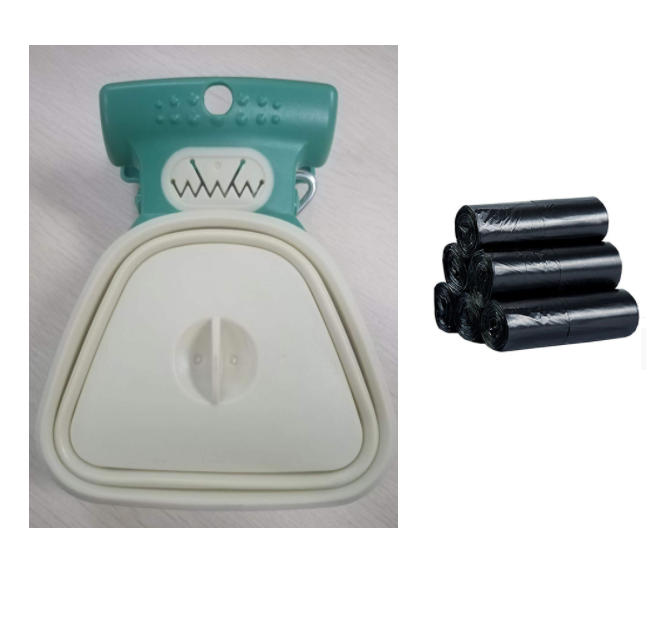 Colher de cocô dobrável para viagem, dispensador de saco para cocô de cachorro de estimação
