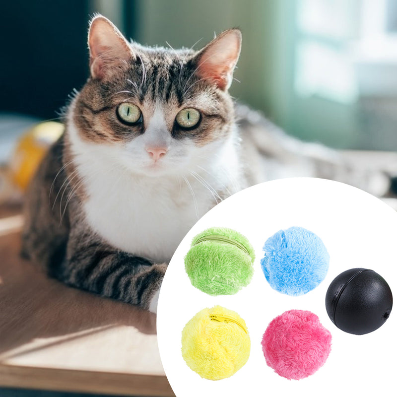 Magischer, automatisch aktivierbarer Rollball für Hunde und Katzen – Interaktives, lustiges, elektrisches Plüsch-Spielzeug für Haustiere
