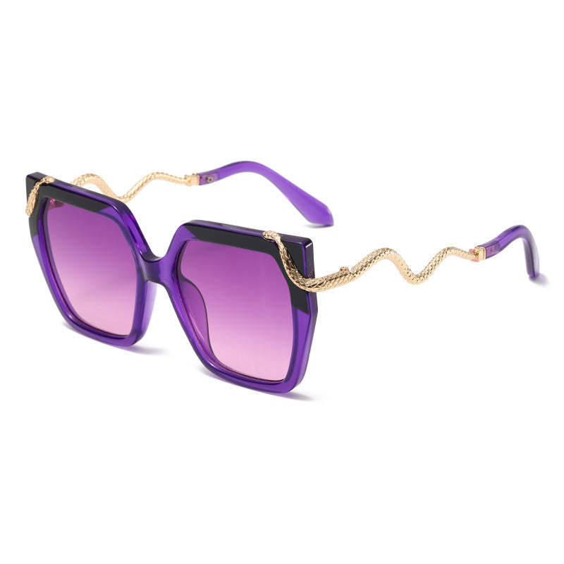Retro quadratische Sonnenbrille mit Schlangenmuster für einen stylischen Look