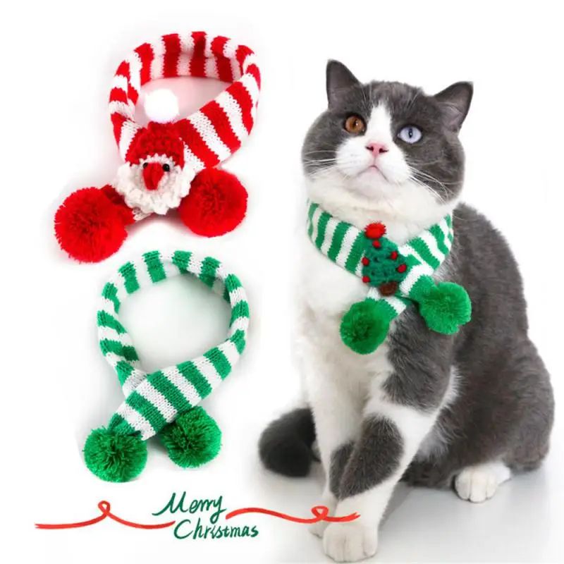 Verstellbare Accessoires Kleiner Welpe Winter Warmer Hund Katze Weihnachten Gestrickter Schal Halsband Kätzchen Schals Haustierkleidung Für Chihuahua