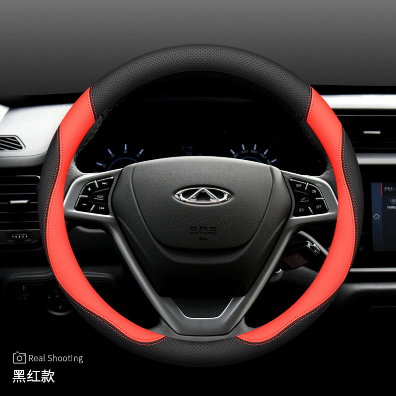 Leather Sports-style Steering Wheel Cover