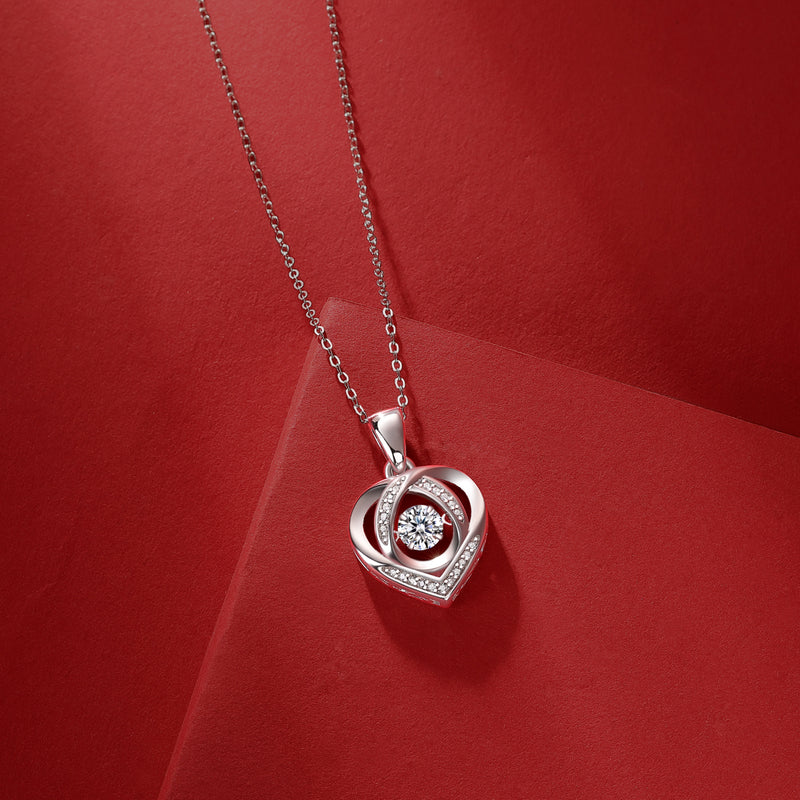 With You In My Heart – Um conjunto de pingente de colar moderno e moderno com Moissanite S925 de alta qualidade, banhado a prata e platina, pode ser testado com uma caneta de diamante